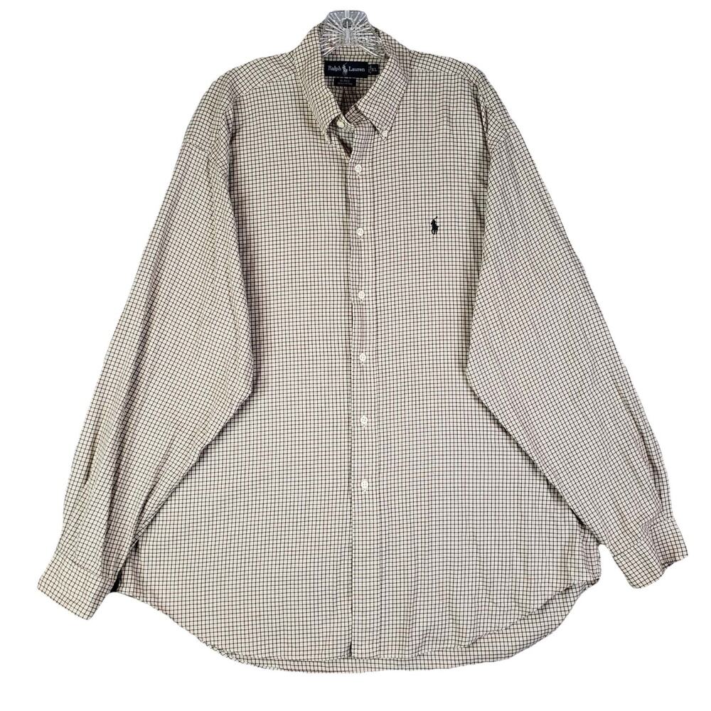 Polo Ralph Lauren Shirt Mens Size XL Blake Brown Plaid Button Down Oxford LS